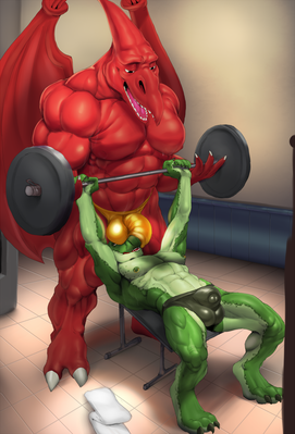 Weight Training 1
art by justmegabenewell
Keywords: dinosaur;theropod;pterodactyl;male;anthro;M/M;penis;suggestive;justmegabenewell