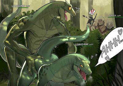 Lizardmen
art by k0bit0wani
Keywords: videogame;lizardman;human;man;male;anthro;M/M;from_behind;anal;suggestive;humor;k0bit0wani