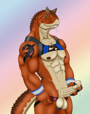 Sexy Carno
art by kaa
Keywords: dinosaur;theropod;carnotaurus;male;anthro;solo;penis;spooge;kaa