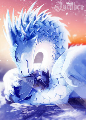 Arctic and Baby Whiteout (Wings_of_Fire)
art by kaalut
Keywords: wings_of_fire;nightwing;icewing;hybrid;prince_arctic;whiteout;dragon;dragoness;male;female;feral;non-adult;kaalut