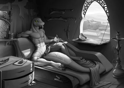 Lewd Lizard
art by kampfisken
Keywords: lizard;male;anthro;solo;penis;masturbation;spooge;kampfisken