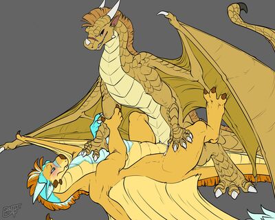 Qibli Rides Benji (Wings_of_Fire)
art by kaptcha
Keywords: wings_of_fire;icewing;sandwing;hybrid;qibli;dragon;male;feral;M/M;penis;cowgirl;docking;spooge;kaptcha;benji