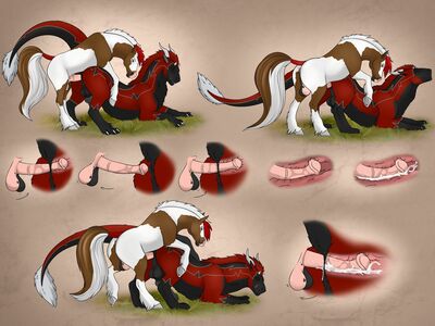Horse Mounts Felkin
art by kapusta123
Keywords: dragon;felkin;furry;equine;horse;male;feral;M/F;penis;from_behind;anal;closeup;internal;ejaculation;spooge;kapusta123