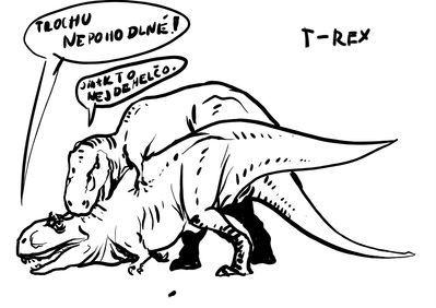Rex Sex
art by Karel Cettl
Keywords: dinosaur;theropod;tyrannosaurus_rex;trex;male;female;feral;M/F;from_behind;humor;karel_cettl