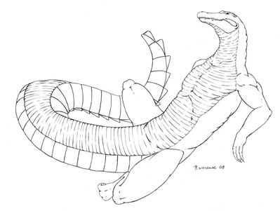 Gator Lounging
art by karerease
Keywords: crocodilian;alligator;male;anthro;solo;karerease