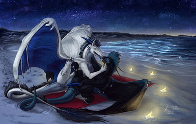 Mating With A Wyvern On The Beach
art by karukuji
Keywords: dragon;dragoness;wyvern;male;female;feral;M/F;penis;spoons;vaginal_penetration;beach;karukuji