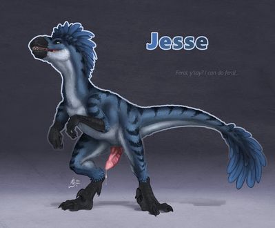 Jesse the Raptor
art by karukuji
Keywords: dinosaur;theropod;raptor;deinonychus;male;feral;solo;penis;spooge;karukuji
