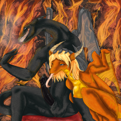 Dragonfire
art by kavi
Keywords: dragon;dragoness;male;female;anthro;breasts;M/F;penis;oral;kavi