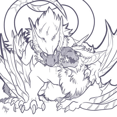 Nargacugas Having Sex
art by kayla-na
Keywords: videogame;monster_hunter;dragon;dragoness;wyvern;nargacuga;male;female;feral;M/F;from_behind;spooge;kayla-na