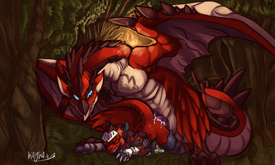 Caught By Rathalos
art by kayla-na
Keywords: videogame;monster_hunter;dragon;wyvern;rathalos;male;feral;anthro;M/F;penis;from_behind;anal;spooge;kayla-na