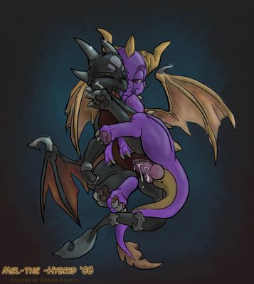 Spyro and Cynder Spooning
art by kayla-na
Keywords: videogame;spyro_the_dragon;spyro;cynder;dragon;dragoness;male;female;anthro;M/F;penis;spoons;vaginal_penetration;spooge;kayla-na