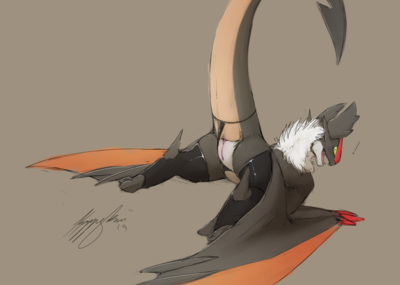 Rettervern
art by kazzyboii
Keywords: dragoness;wyvern;female;feral;solo;vagina;presenting;lingerie;kazzyboii