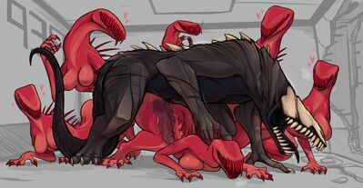 SCP-682 and SCP-939 (alt)
art by keadonger
Keywords: scp_foundation;reptile;SCP-682;SCP-939;male;female;feral;anthro;breasts;M/F;orgy;penis;from_behind;vaginal_penetration;spooge;keadonger