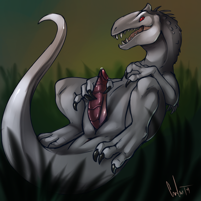 Indominus rex Masturbation
art by keishinkae
Keywords: jurassic_world;dinosaur;theropod;indominus_rex;male;feral;anthro;solo;penis;masturbation;spooge;keishinkae