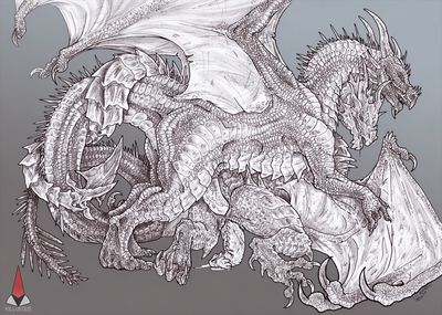 Alduin Butting
art by killveous
Keywords: videogame;skyrim;dragon;wyvern;alduin;male;feral;M/M;penis;from_behind;anal;spooge;killveous