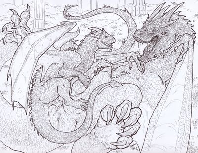 Smaug and Draco Mating
art by killveous
Keywords: lord_of_the_rings;lotr;dragonheart;draco;smaug;dragon;wyvern;male;feral;M/M;penis;missionary;anal;masturbation;spooge;hoard;killveous