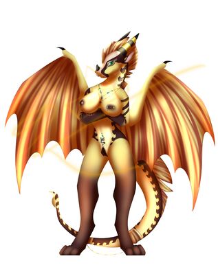 Cerberus (Wings_of_Fire)
art by king_quince
Keywords: wings_of_fire;sandwing;dragoness;female;anthro;breasts;solo;vagina;king_quince
