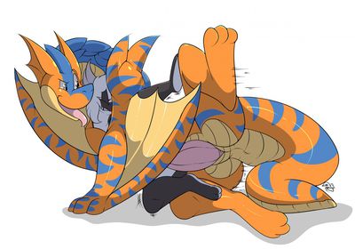 Mission Failed
art by kingbeast
Keywords: videogame;monster_hunter;dragon;wyvern;tigrex;male;furry;feline;female;anthro;M/F;spoons;penis;kingbeast