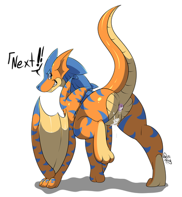 Next?
art by kingbeast
Keywords: videogame;monster_hunter;dragon;wyvern;tigrex;female;anthro;solo;vagina;spooge;kingbeast