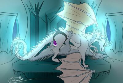 Lynx and Snowfall (Wings_of_Fire)
art by kiumba
Keywords: wings_of_fire;icewing;lynx;queen_snowfall;dragoness;female;feral;lesbian;dildo;masturbation;missionary;vaginal_penetration;spooge;kiumba