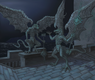 Bell Gargoyles
art by klongi
Keywords: videogame;dark_souls;bell_gargoyle;gargoyle;male;anthro;solo;cloaca;klongi