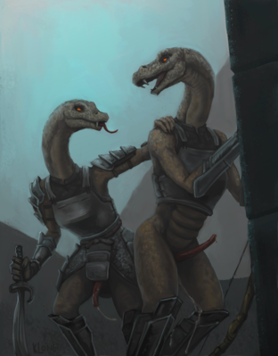 Snake Warriors (Dark Souls)
art by klongi
Keywords: videogame;dark_souls;snake;snake_warrior;male;anthro;solo;M/M;suggestive;penis;spooge;klongi