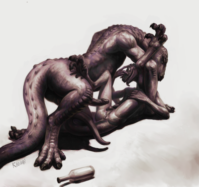 Raptors Having Sex
art by klongi
Keywords: dinosaur;theropod;raptor;male;anthro;M/M;penis;missionary;anal;klongi