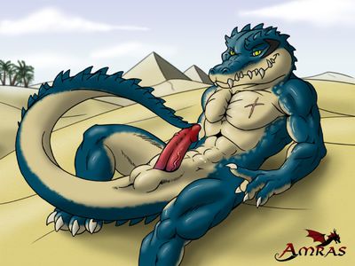 Knight of the Sands
art by amras
Keywords: crocodilian;crocodile;male;anthro;solo;penis;spooge;amras