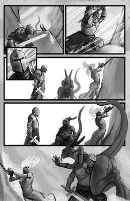 Damsel In Distress
art by hattonslayden
Keywords: comic;beast;dragoness;female;anthro;breasts;human;knight;man;woman;M/F;suggestive;humor;hattonslayden