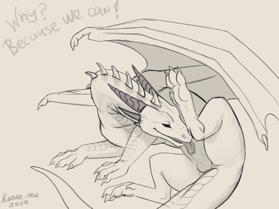 Why Do Dragons Lick Themselves?
art by kodardragon
Keywords: dragon;male;feral;solo;penis;oral;autofellatio;masturbation;humor;kodardragon