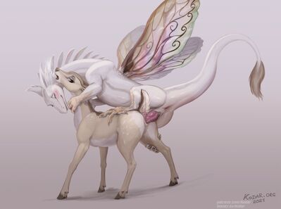 Fairy_Dragon and Doe
art by kodardragon
Keywords: dragon;furry;cervine;deer;male;female;feral;M/F;penis;from_behind;vaginal_penetration;kodardragon