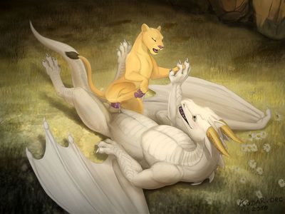White Dragon and Lioness
art by kodardragon
Keywords: dragon;furry;feline;lioness;male;female;feral;M/F;penis;cowgirl;vaginal_penetration;spooge;kodardragon