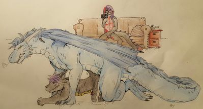 Dragons Having Fun
art by krazycamaro
Keywords: dragon;male;feral;anthro;M/M;threeway;penis;masturbation;from_behind;anal;krazycamaro