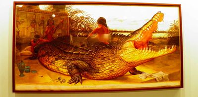 Krokodopolis
art by walton_ford
Keywords: crocodilian;crocodile;feral;human;woman;female;non-adult;walton_ford