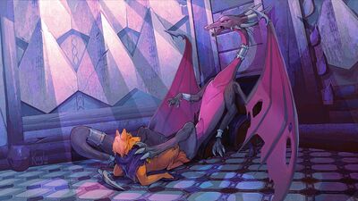 Pleasing Cynder
art by kuglu
Keywords: videogame;spyro_the_dragon;cynder;dragoness;female;feral;furry;canine;anthro;M/F;cowgirl;suggestive;spooge;kuglu