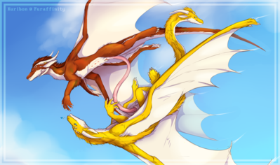 A Connecting Flight
art by kuribon
Keywords: dragon;dragoness;male;female;feral;M/F;penis;cowgirl;vaginal_penetration;spooge;kuribon