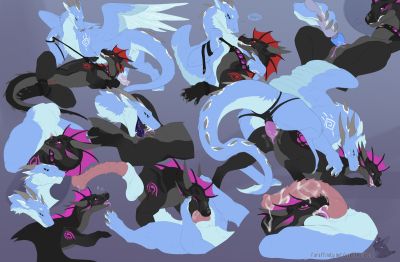 Fun Times
art by kuribon
Keywords: dragoness;female;feral;lesbian;dildo;strapon;from_behind;vaginal_penetration;oral;spooge;kuribon