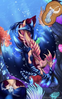Under The Sea
art by kuribon
Keywords: videogame;monster_hunter;mizutsune;dragon;dragoness;wyvern;male;female;feral;M/F;penis;missionary;vaginal_penetration;internal;ejaculation;spooge;kuribon