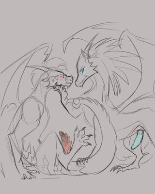 Qibli and Winter Sketch (Wings_of_Fire)
art by feralkuro
Keywords: wings_of_fire;sandwing;icewing;winter;qibli;dragon;male;feral;M/M;penis;suggestive;feralkuro