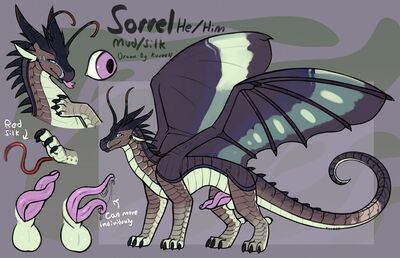 Sorrel Reference (Wings_of_Fire)
art by kuueen
Keywords: wings_of_fire;mudwing;silkwing;hybrid;dragon;male;feral;solo;penis;hemipenis;closeup;reference;spooge;kuueen