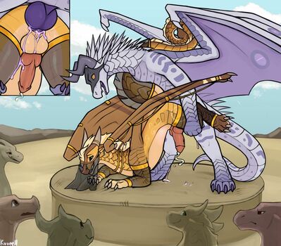 Sugar and Mocha (Wings_of_Fire)
art by kuueen
Keywords: wings_of_fire;sandwing;icewing;dragon;male;feral;M/M;bondage;penis;from_behind;anal;closeup;spooge;kuueen