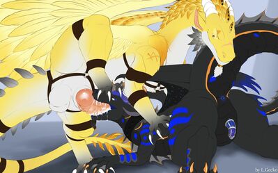 Hybrid 69 (Wings_of_Fire)
art by l.gecko
Keywords: wings_of_fire;seawing;nightwing;hybrid;dragon;male;feral;M/M;bondage;penis;69;oral;spooge;l.gecko