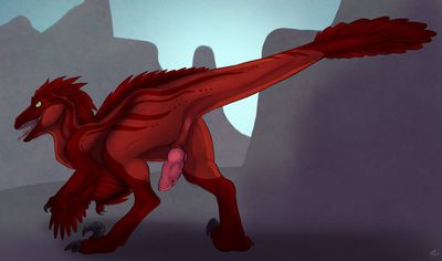 Male Raptor
art by lady-darkstreak
Keywords: dinosaur;theropod;raptor;deinonychus;male;feral;solo;penis;lady-darkstreak