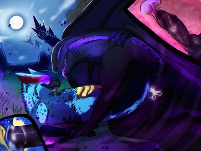 Gore Magala and Nargacuga Mating
art by ladynoface96
Keywords: videogame;monster_hunter;dragon;dragoness;wyvern;gore_magala;nargacuga;male;female;feral;M/F;penis;missionary;vaginal_penetration;internal;spooge;ladynoface96