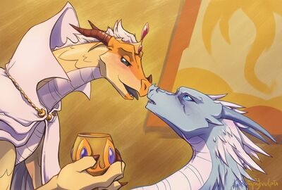 Blacier (Wings_of_Fire)
art by lalzimsooodrunkrightnow
Keywords: wings_of_fire;sandwing;icewing;princess_blaze;queen_glacier;dragoness;female;feral;suggestive;lalzimsooodrunkrightnow