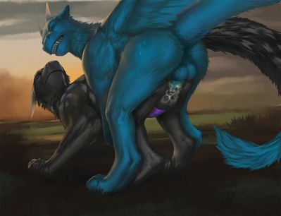 Kale x Onikisu
art by latex
Keywords: dragon;male;feral;M/M;penis;from_behind;anal;latex