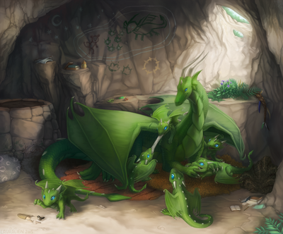 Progenitor
art by lauralien
Keywords: dragoness;female;feral;hatchling;non-adult;lauralien