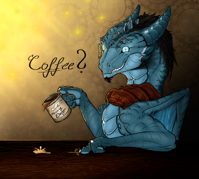 Too Much Coffee
art by lavaar
Keywords: dragon;male;feral;solo;humor;non-adult;lavaar