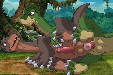 Littlefoot and Shorty
art by lbtfan
Keywords: cartoon;land_before_time;lbt;dinosaur;sauropod;apatosaurus;littlefoot;shorty;male;anthro;M/M;penis;spoons;anal;incest;spooge;lbtfan