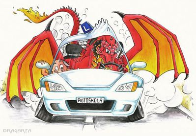 Dragon Driving School
art by dragarta
Keywords: dragon;feral;human;man;automobile;humor;non-adult;dragarta